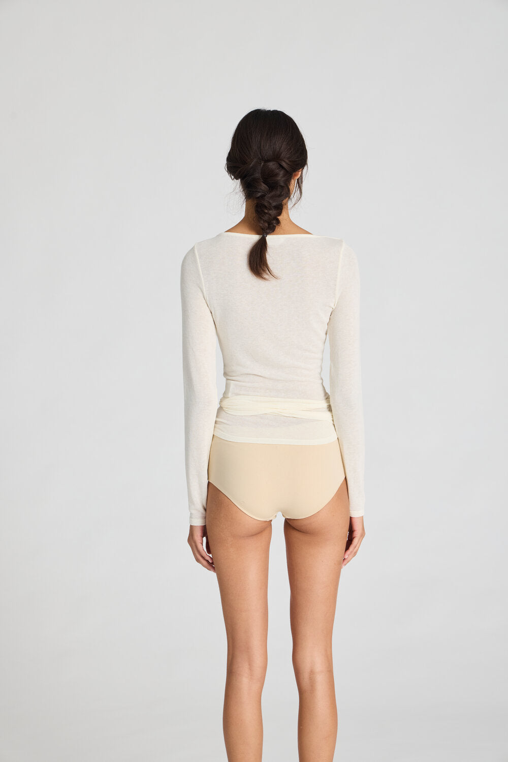 Anne Wool Wrap langærmet t-shirt - Off White